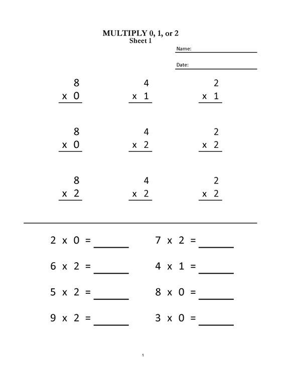 Blank Free Multiplication Worksheets For Grade 1 Template